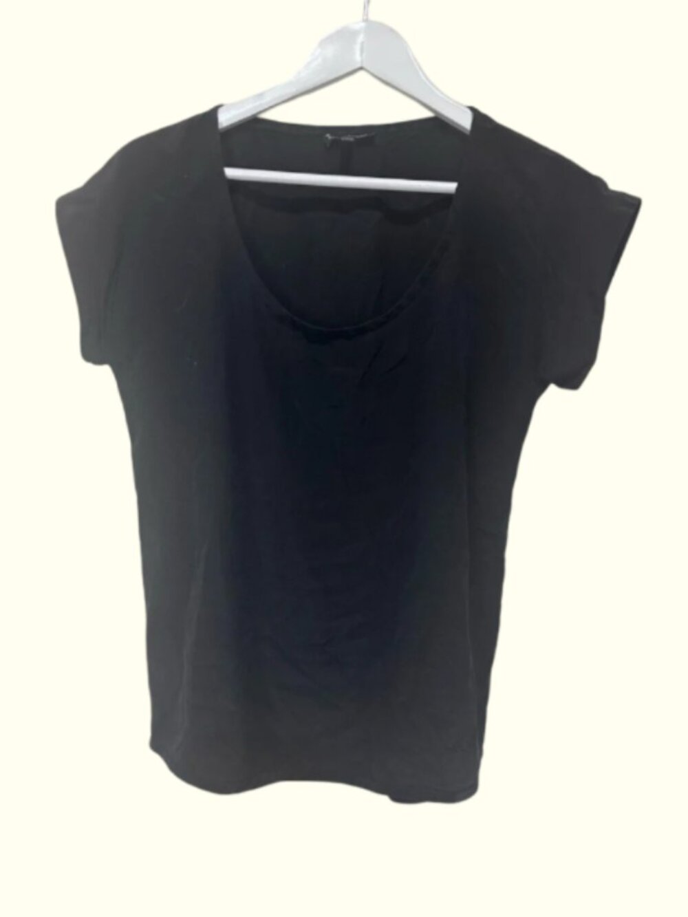 Eileen Fisher Black Scoop Neck Short Sleeve Tee sz XS